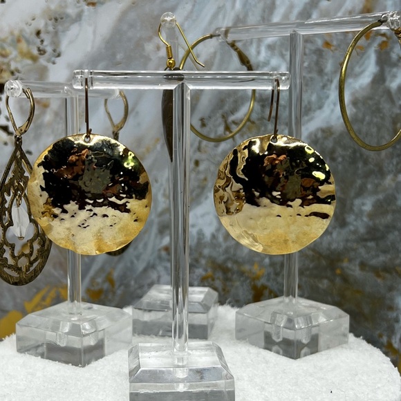 4 pairs Vintage Mod ~ Renewed Antique Brass/Copper Earrings - Picture 3 of 10